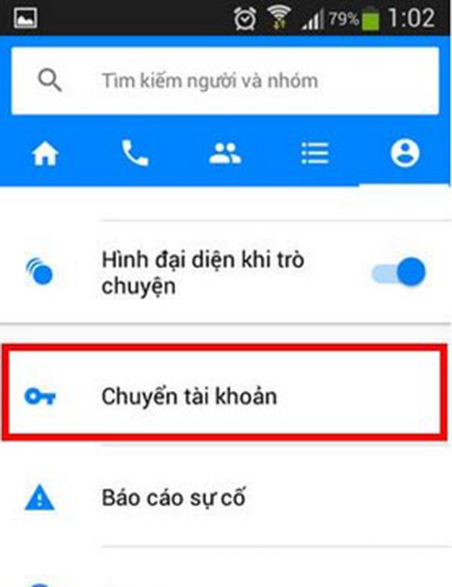 đổi tài khoản facebook trực tiếp trên điện thoại android 2