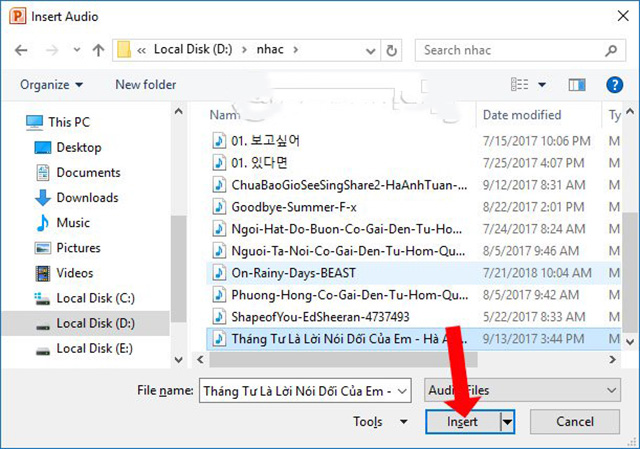 Cách chèn nhạc vào powerpoint 2