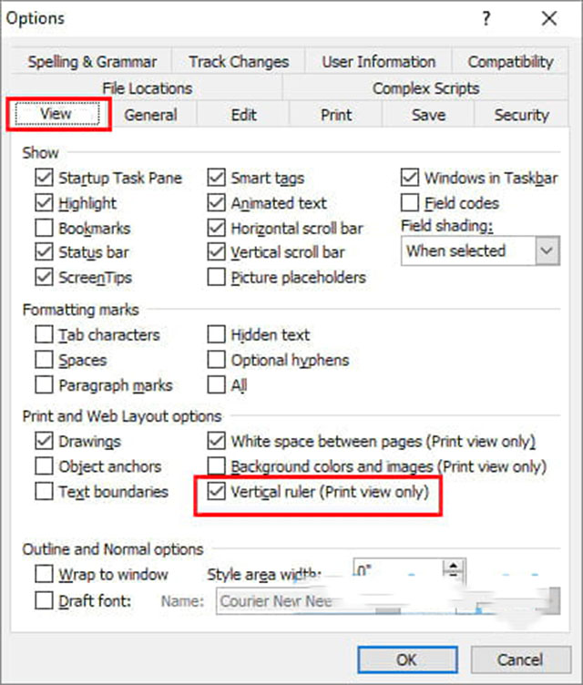 cách hiển thị Ruler trong Word 2003 2