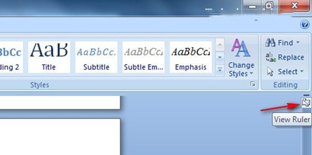 cách hiển thị Ruler trong Word 2007 2