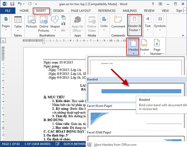 cách tạo header and footer trong word 8