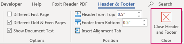 cách tạo header and footer trong word 13