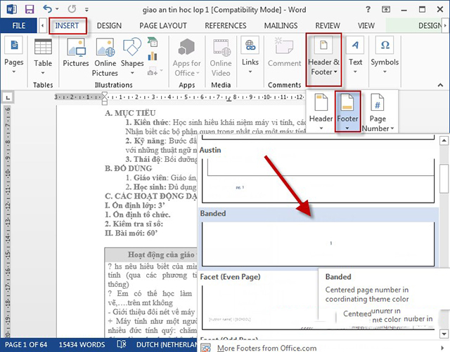 cách tạo header and footer trong word 3