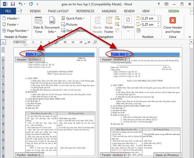 cách tạo header and footer trong word 8