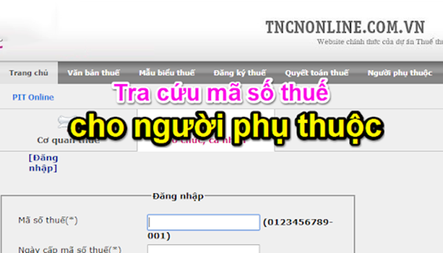 tra cứu mã số thuế người phụ thuộc 1