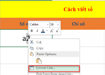 viết số mũ trong excel và word 1
