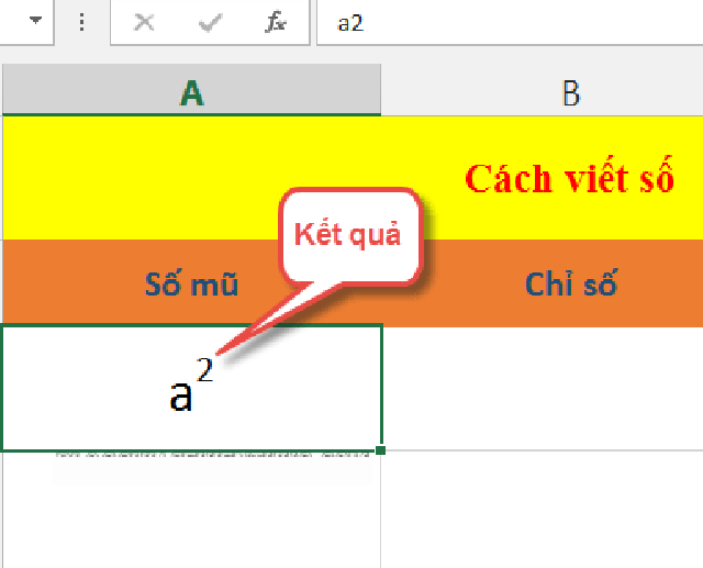 viết số mũ trong excel và word 3