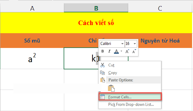 viết số mũ trong excel và word 4