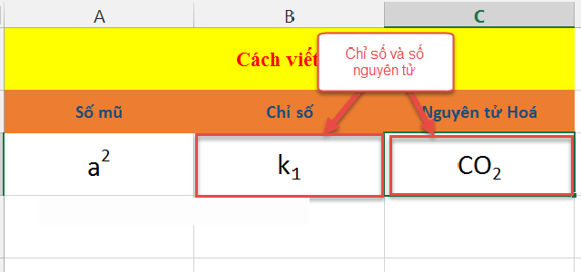 viết số mũ trong excel và word 6