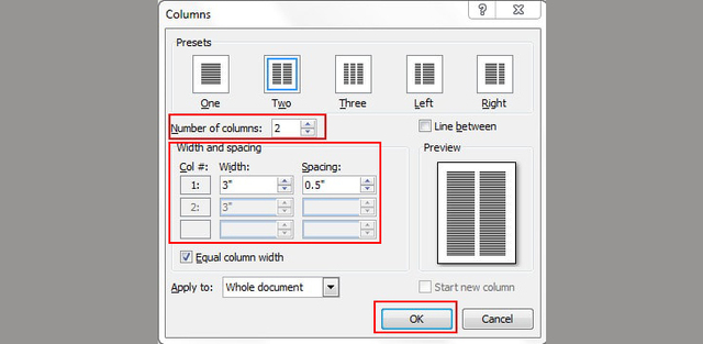 Cách chia cột trong Word 2007 2