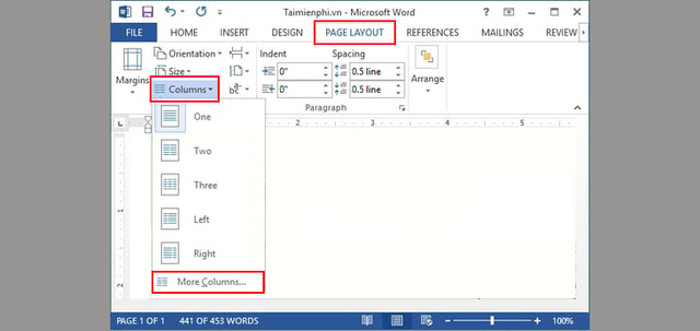 Cách chia cột trong Word 2013