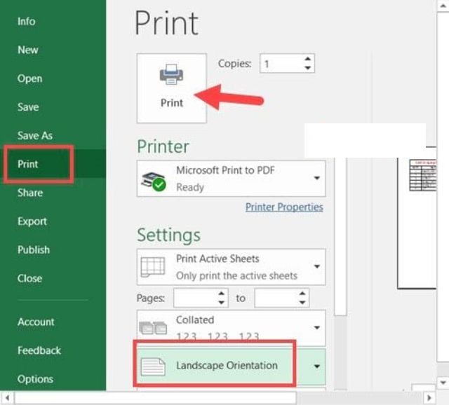 Hướng dẫn in ngang với excel 2013 và 2016