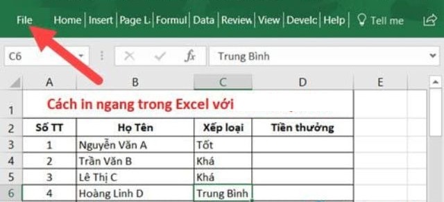 Hướng dẫn in ngang với excel 2013 và 2016