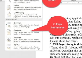 Cách tạo Section break trong word 2010