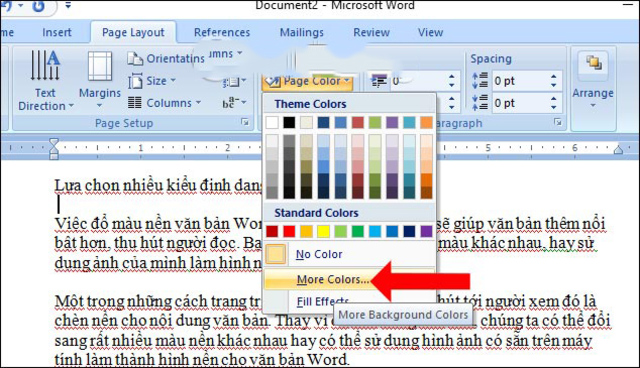 Chèn màu nền cho văn bản Word 3