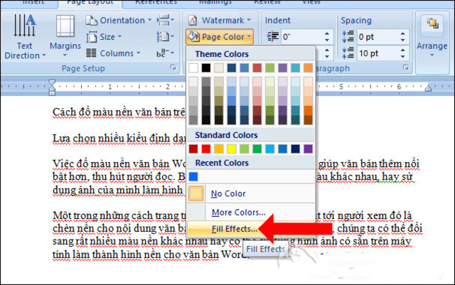 Chèn màu nền Word có hiệu ứng 1