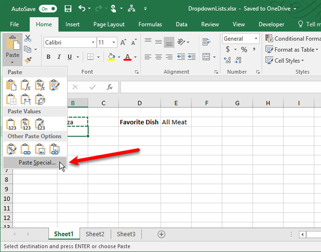 danh sách thả xuống trong excel 11