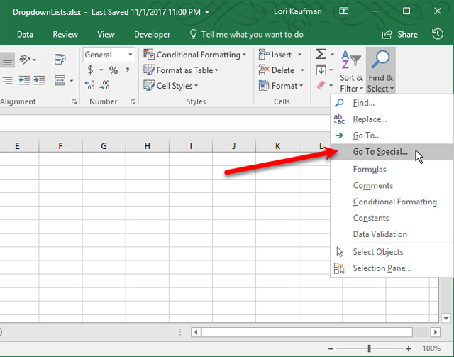 danh sách thả xuống trong excel 13