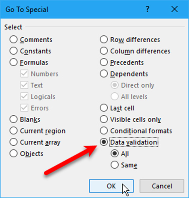 danh sách thả xuống trong excel 14