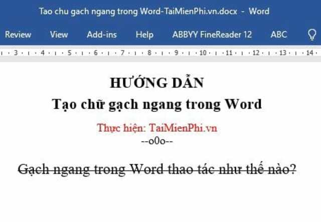 gạch ngang chữ trong word 3