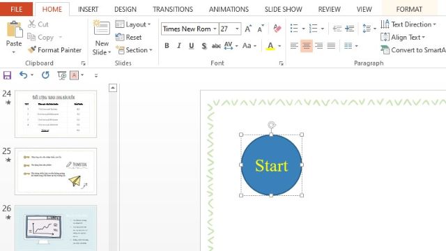 tạo nút start trong PowerPoint 