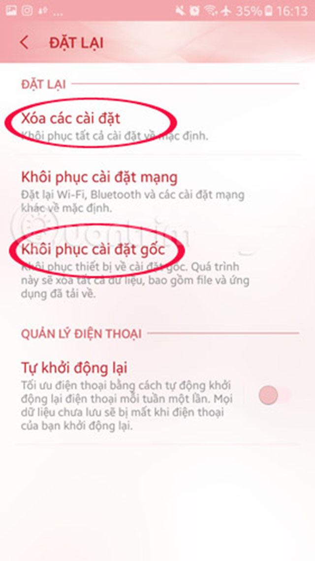 Khôi phục cài đặt gốc điện thoại Android 3