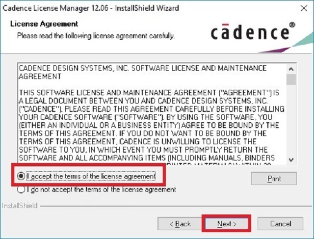 Cài Cadence License Manager bước 2