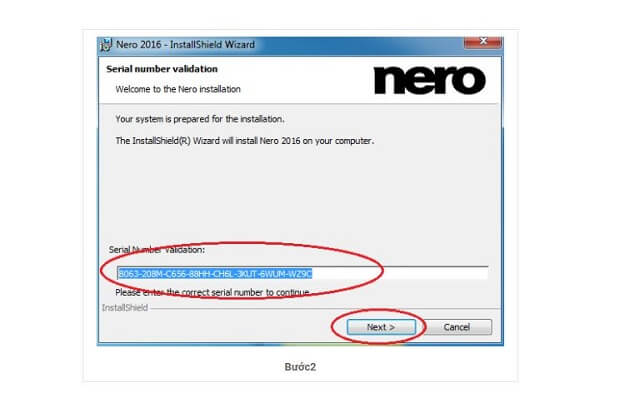 Nhập key bản quyền: 8063-208M-C656-88HH-CH6L-3KUT-6WUM-WZ9C rồi bấm chọn Next