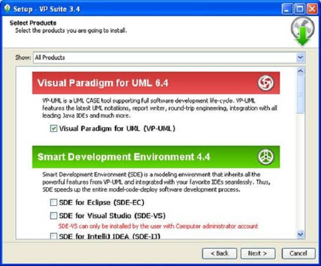 Kế đến ấn tích vào ô  Visual Paradigm for UML (VP-UML) rồi nhấn Next.