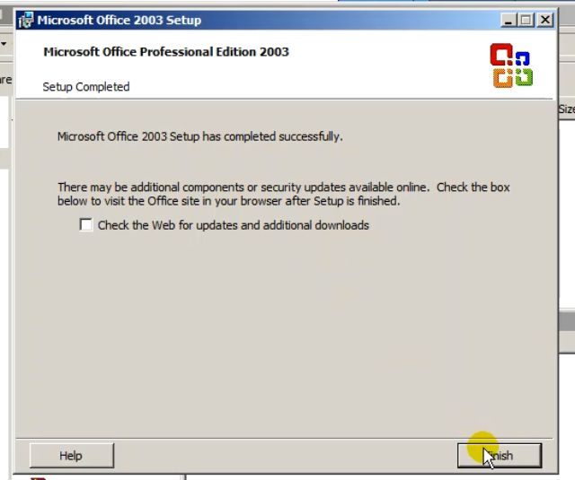 Bước 7: Các bước cài đặt MS Office 2003 full crack thành công. Nhấn Finish để hoàn tất quá trình cài đặt.