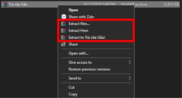 Cách thức giải nén file ZIP, Rar