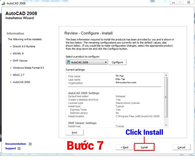 cài đặt Autocad 2008-7