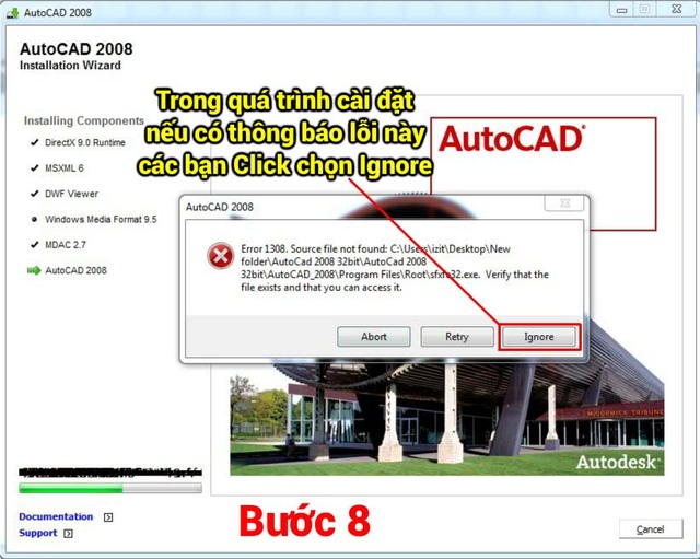 cài đặt Autocad 2008-8