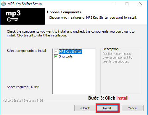cài đặt phần mềm MP3 KeyShifter bước 3