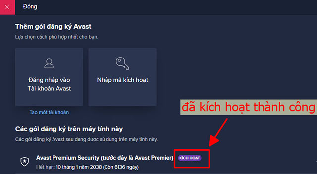 Cách active phần mềm Avast 2021 bước 6