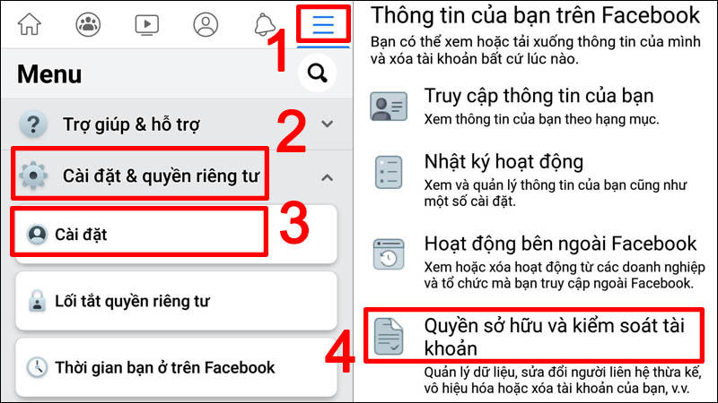 cách xóa tài khoản Facebook trên điện thoại 1