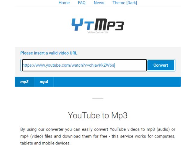 Tách nhạc YouTube bằng ytmp3.cc