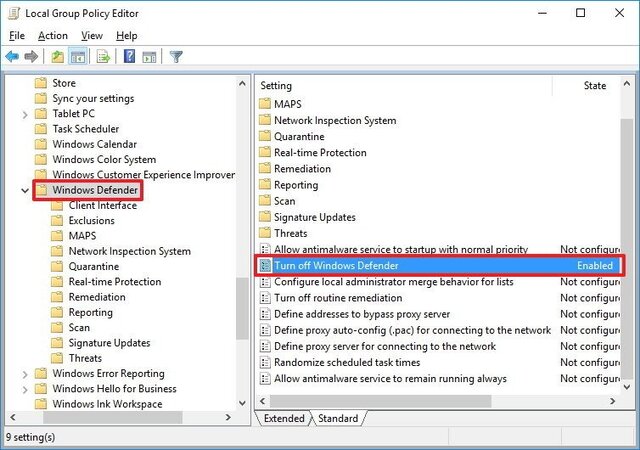 Vô hiệu hóa Windows Defender bằng Local Group Policy bước 4