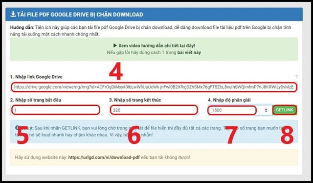 Dùng PDF.GDrive.VIP để tải file từ Google Drive bị cấm bước 3