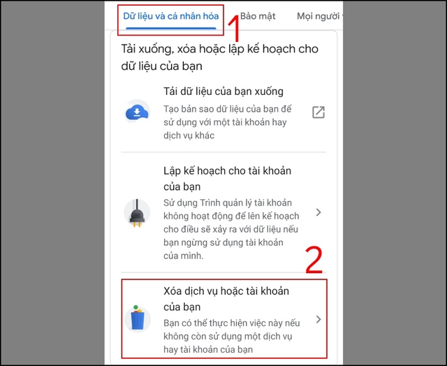 Cách xóa tài khoản Gmail trên điện thoại bước 2