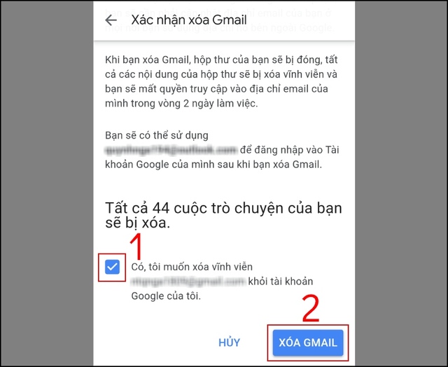 Cách xóa tài khoản Gmail trên điện thoại bước 7