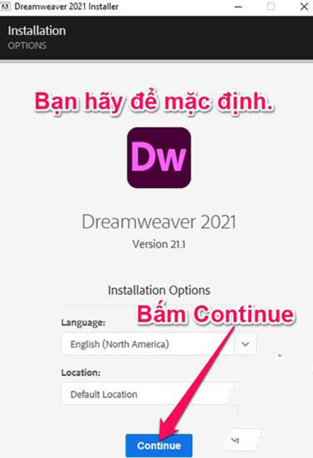 cài đặt Adobe Dreamweaver CC 2021 bước 4