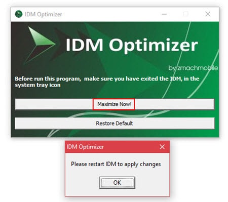 Sử Dụng Phần Mềm IDM Optimizing bước 1