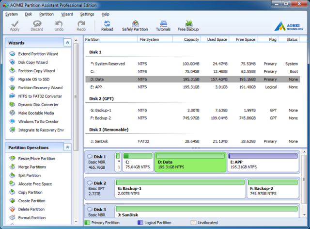 Phần mềm phân chia ổ cứng AOMEI Partition Assistant