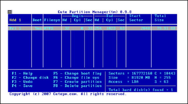 Phần mềm phân chia ổ cứng Cute Partition Manager