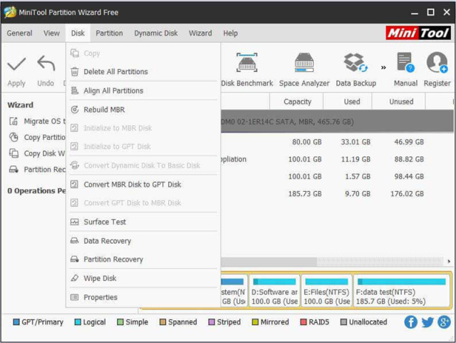 Phần mềm phân chia ổ cứng MiniTool Partition Wizard