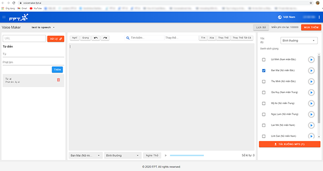 Phần mềm chuyển văn bản thành giọng nói FPT.ai