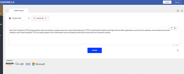 Phần mềm chuyển văn bản thành giọng nói Kukarella.com 