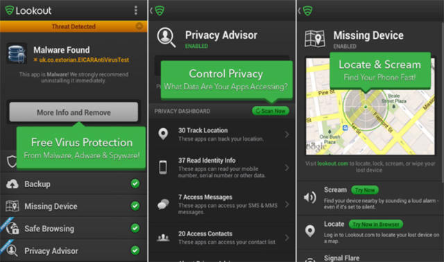 Phần mềm diệt virus cho điện thoại samsung Lookout Security & Antivirus 