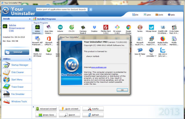 Phần mềm gỡ cài đặt Your Uninstaller